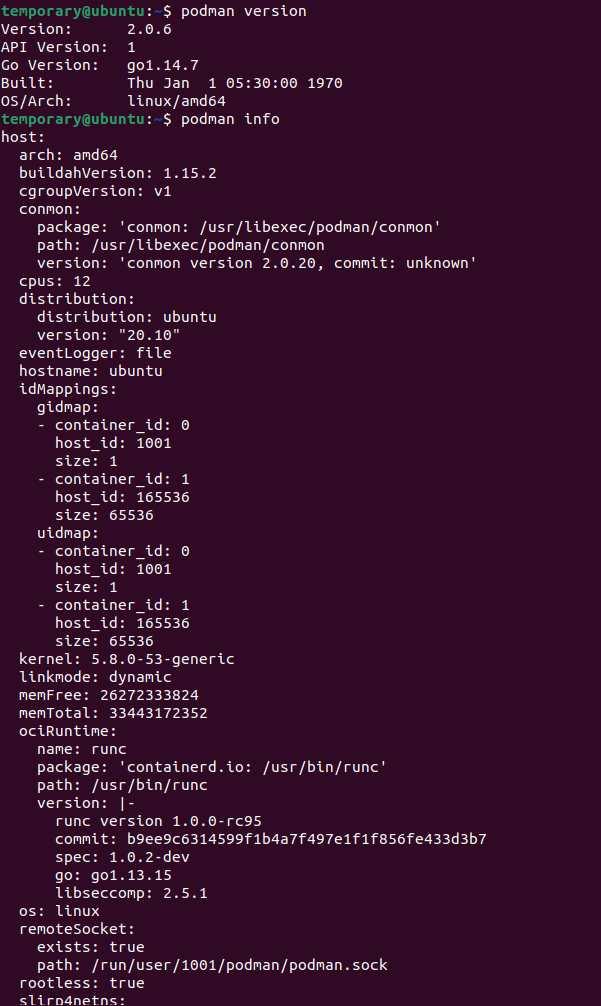 podman config cmd